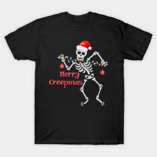 merry creepmas skeleton christmas T-Shirt